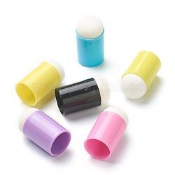Esponjas de plástico para dedos, embadurnadores de esponja artesanales, para pintar, tinta, fabricación de la tarjeta, columna, color mezclado, 32x18mm