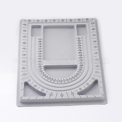 Tavole di design con perline di plastica per il design di collane, affollando, rettangolo, grigio, 24x33x1cm