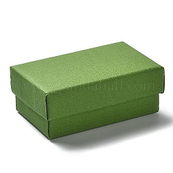 Картон комплект ювелирных изделий коробки, с губкой внутри, прямоугольные, зеленый лайм, 8.1x5.05x3.2 см