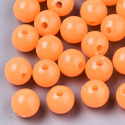 Perle acriliche luminose, si illuminano al buio, tondo, arancione scuro, 10mm, Foro: 2.5 mm, circa 950pcs/500g