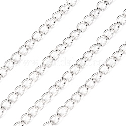 Iron Twisted Chains Curb Chains, Unwelded, Silver Color Plated, 6x4mm