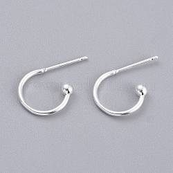304 Stainless Steel Earring Hooks, Silver, 12.5x18.5x2.5mm, Pin: 0.8mm