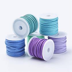 Шнуры из искусственной замши, искусственные замшевые наборы, разноцветные, 3x1.5 мм, около 5.46 ярда (5 м) / рулон, 6 рулон / мешок