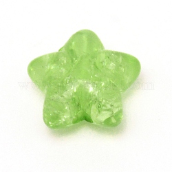 Perline di resina, perline crackle, stella, verde giallo, 10.5~11x10.5~11x5.5mm, Foro: 1.8 mm, 20pcs/scatola