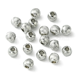 Perline in ottone, tondo, Vero platino placcato, 3.8x3.2mm, Foro: 1.4 mm