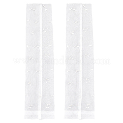 Maniche in pizzo di poliestere, guanti da sposa senza dita, con l'imitazione perla, bianco, 480x115x7mm, diametro interno: 66mm