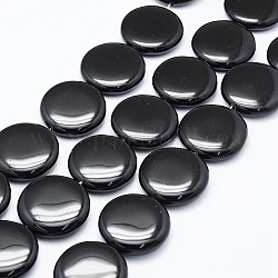 Natural Black Onyx Beads Strands, Dyed, Flat Round, 40x9~10mm, Hole: 2mm, about 10pcs/strand, 15.35 inch(39cm)