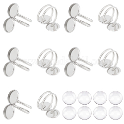 UNICRAFTALE 10pcs Blank Cabochon Finger Ring Open Wrap Finger Ring Making Kit Stainless Steel Pad Ring Settings Base Bezel Tray Settings for DIY Ring Making Crafts12mm Tray