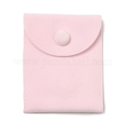 Sacs à bijoux en velours, pochettes de rangement pour bijoux avec bouton pression, rectangle, rose brumeuse, 9.5x7.4x1 cm