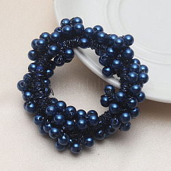 ABS Imitation Bead Wrapped Elastic Hair Accessories, for Girls or Women, Also as Bracelets, Marine Blue, 60mm