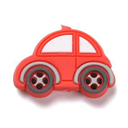 Silicone Focal Beads, Car, Red, 21.5x32x8mm, Hole: 2.5mm