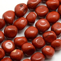 Pépites de jaspe rouge naturel brins de perles, pierre roulée, 10~12x8~12mm, Trou: 1mm, Environ 36 pcs/chapelet, 16.1 pouce