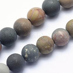 Agate de mer naturelle / perles de jaspe d'océan, mat, ronde, 4mm, Trou: 0.8mm, Environ 91 pcs/chapelet, 15.3 pouce (39 cm)