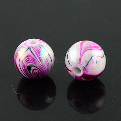 AB Color Wave Printed Acrylic Beads, Round, Medium Violet Red, 8mm, Hole: 2mm, about 1800pcs/500g