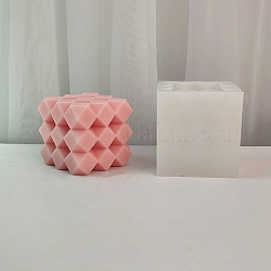 Stampi in silicone alimentare a forma di cubo sfaccettato a forma di rombo, per la realizzazione di candele profumate, bianco, 71x72x67mm, diametro interno: 60x60x60mm