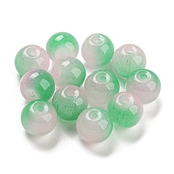 Perles de verre de peinture par pulvérisation bicolore, imitation verre de jade, ronde, verte, 10mm, Trou: 1.8mm, 200 pcs /sachet 