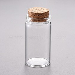 Perle de verre conteneurs, avec bouchon en liège, souhaitant bouteille, clair, 3.7x7.15 cm, capacité: 50 ml (1.69 oz liq.)