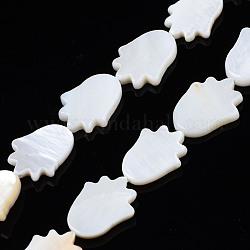 Natural Freshwater Shell Beads Strands, Hamsa Hand, Seashell Color, 15~16x12~13x3mm, Hole: 0.7mm, about 26pcs/strand, 15.83 inch(40.2cm)