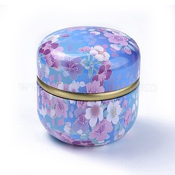 Caja de almacenamiento de hojalata impresa, joyería y aromaterapia vela y caja de dulces, patrón de flores, colorido, 8.6x8.8 cm