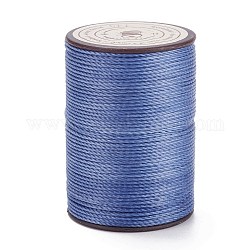 Round Waxed Polyester Thread String, Micro Macrame Cord, Twisted Cord, for Leather Sewing Stitching, Royal Blue, 0.8mm, about 54.68 Yards(50m)/Roll