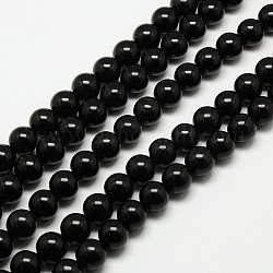 Natürliche Malaysia Jadeperle Stränge, Runde gefärbt Perlen, Schwarz, 8 mm, Bohrung: 1 mm, ca. 48 Stk. / Strang, 15 Zoll