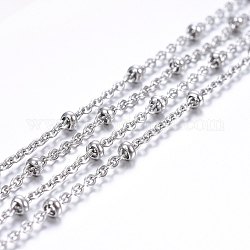 304 Stainless Steel Cable Chains, Satellite Chains, Decorative Chains, with Spool, Rondelle Beads, Soldered, Stainless Steel Color, 2.5x2x0.5mm, about 82.02 Feet(25m)/roll