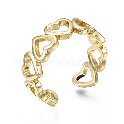 Anillos del manguito de latón, anillos abiertos, sin níquel, corazón hueco, real 16k chapado en oro, nosotros tamaño 6, diámetro interior: 17 mm