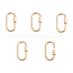 Messingschraube Karabiner Schloss Charms, für die Herstellung von Halsketten, Oval, golden, 25x13x4 mm, Schraube: 6x4 mm