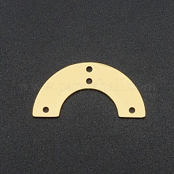201ステンレススチール製シャンデリアコネクターパーツ  対称円弧形状  レーザー切断  ゴールドカラー  12.5x25x1mm  穴：1.4mm