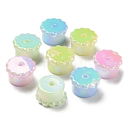 Placage uv perles acryliques opaques irisées arc-en-ciel, colonne, couleur mixte, 12x20x20mm, Trou: 2.5mm
