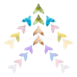 SUNNYCLUE 20Pcs 2 Sizes Cellulose Acetate(Resin) Pendants, Mermaid Tail, Mixed Color, 19~26.5x19~26.5x2.5~3mm