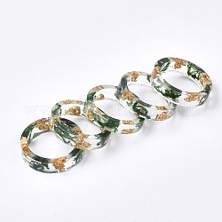 Cmолы кольца, с сухой травой, золотая фольга, зелёные, 19 мм