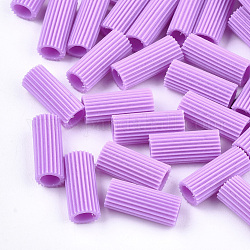 Rubber Beads, Tube, Violet, 12~12.5x5mm, Hole: 3mm, about 4000pcs/500g