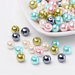 Mix pastello perla perline di vetro perlato, colore misto, 8mm, Foro: 1 mm, circa 100pcs/scatola