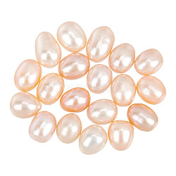 NBEADS 2 Strands 2 Colors about 62 Pcs Natural Cultured Freshwater Pearl Beads, 2 Sizes Rice Shape Freshwater Pearl Loose Pearl Charms Beads For Earring Bracelet Jewelry Making, White/Pink