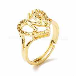 18KGP本金メッキ真鍮アルファベット調節可能なリング  女性のための最初の約束の指輪を持つ心  カドミウムフリー＆鉛フリー  文字.n  usサイズ5 1/4(15.9mm)