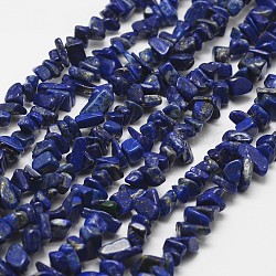 Chapelets de perles en lapis-lazuli naturel, puce, Grade a, bleu, 3~5x7~13x2~4mm, Trou: 0.4mm, 32 pouce