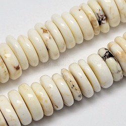 Fili di perline di magnesite naturale, perline Heishi, Rotondo piatto / disco, bianco crema, 9~12x2~4mm, Foro: 1 mm, circa 150pcs/filo, 16.5 pollice