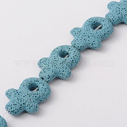 Fili di perle di roccia lavica sintetica, femminile segno di genere, tinto, azzurro, 38x34x8mm, Foro: 1 mm, circa 12pcs/filo, 16.1 pollice