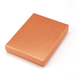 Cajas de juego de joyas de cartón con patrón de pitón, con esponja negra, para embalaje de regalo de joyería, Rectángulo, naranja oscuro, 16.1x12.2x2.95 cm