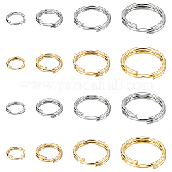 Sunnyclue 240 pièces 8 styles 304 anneaux fendus en acier inoxydable, anneaux de saut à double boucle, or et acier inoxydable Couleur, 5~12x1~2mm, diamètre intérieur: 3.8~10 mm, un seul fil: 0.5~1mm, 30 pièces / style