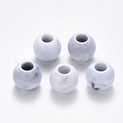 Perles en acrylique grand trou, style de pierres fines imitation, rondelle, fumée blanche, 19x16.5mm, Trou: 7.5mm, environ 149 pcs/500 g
