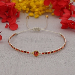 Verstellbare Nylonschnur geflochtenen Perlen Armbänder, mit Glasperlen, rot, 11 Zoll (28 cm)