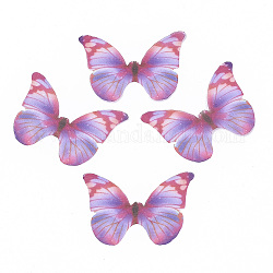 Décoration artisanale d'ailes de tissu de polyester, pour bricolage bijoux artisanat boucle d'oreille collier pince à cheveux décoration, aile de papillon, rose chaud, 32x43mm
