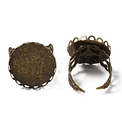 Cuff Brass Ring Shanks, Filigree Ring Components, For Vintage Rings Making, Round, Antique Bronze Color, Size: Ring: about 18.5mm inner diameter, Tray: about 21mm in diameter, 20mm inner diameter