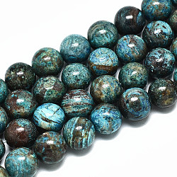 Brins de perles de jaspe de vague naturelle, ronde, teinte, 10mm, Trou: 1.2mm, Environ 39 pcs/chapelet, 14.96 pouce ~ 15.75 pouces (38~40 cm)