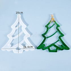 Hohle Weihnachtsbaum DIY Anhänger Silikonformen, für UV-Harz, Epoxidharz Schmuckherstellung, weiß, 200x164x11 mm, Bohrung: 5 mm, christmas tree: 198x161mm