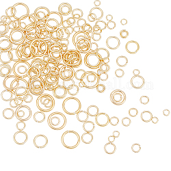 SUPERFINDINGS 340Pcs 6 Sizes Brass Jump Rings, Open Jump Rings, Long-Lasting Plated, Cadmium Free & Lead Free, Round Ring, Real 14K Gold Plated, 3~8x0.5~1mm, 18~24 Gauge, Inner Diameter: 2~6mm