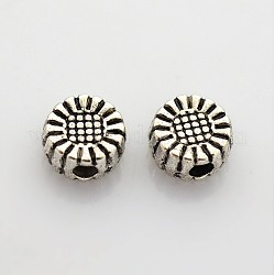 Perles en alliage de style tibétain, fleur, argent antique, sans plomb et sans cadmium, 5.5x5.5x3mm, Trou: 1mm