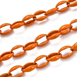 Spray Painted Alloy Cable Chains, Cadmium Free & Lead Free, with Spool, Unwelded, Dark Orange, Links: 16x11.5x5.5mm